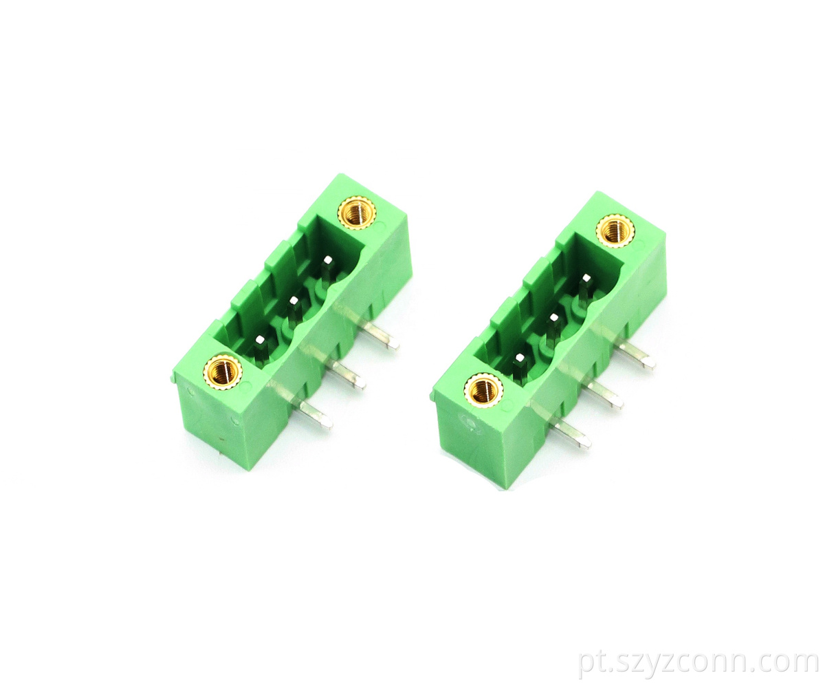 5.08mm Pitch Pluggable Terminal Blocks Male Lugged Bending Green 3P